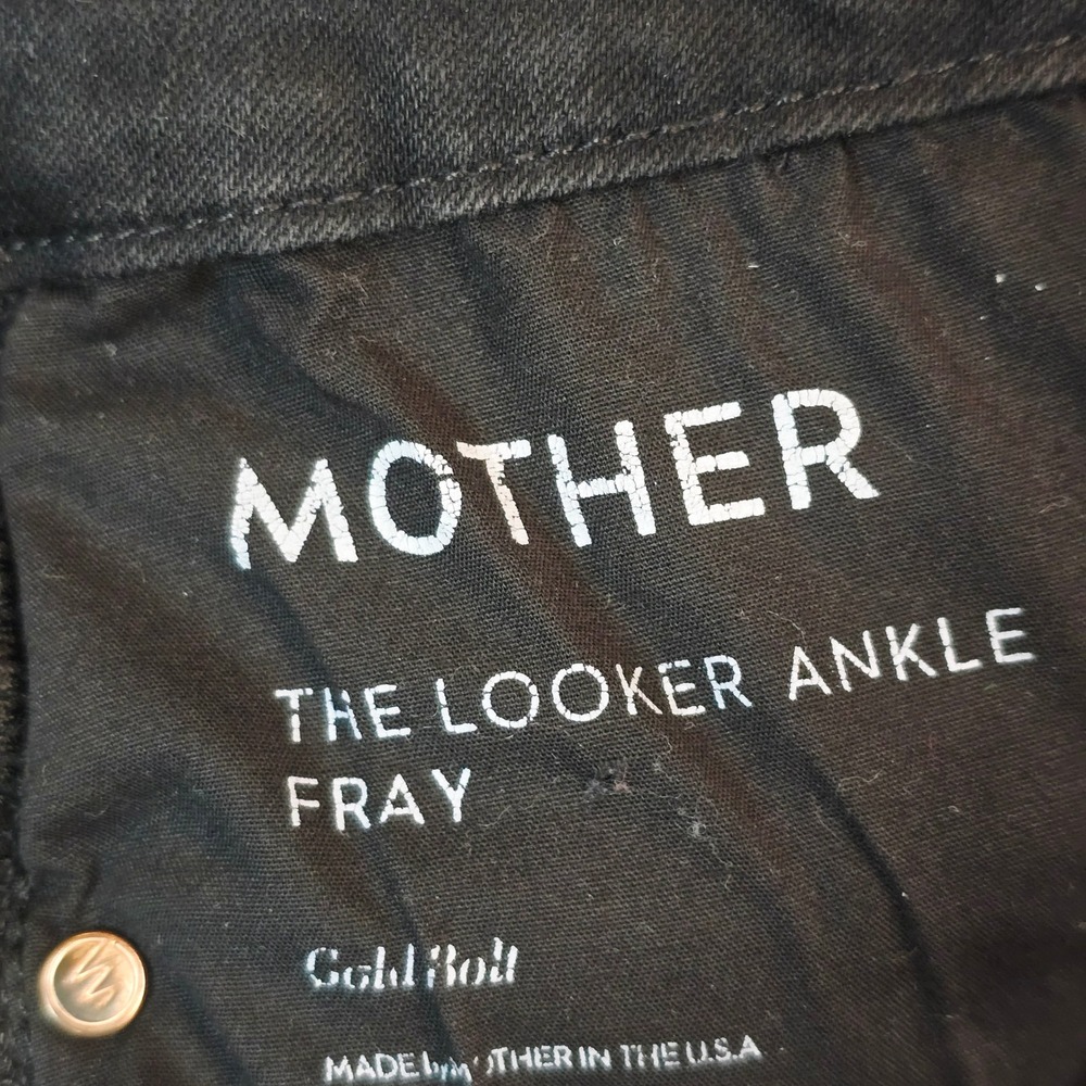 Mother The Looker Ankle Fray Jeans Black Rainbow‎ Lightning Bolt Gold Bolt 31 - Picture 11 of 14